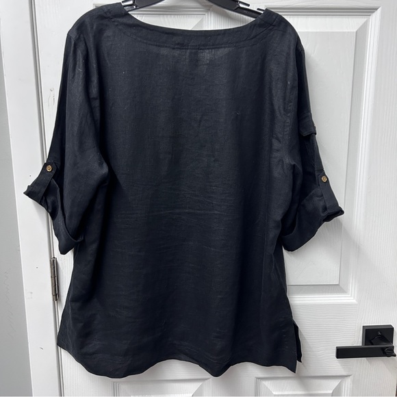 Lauren Ralph Lauren Blouse 100% Linen 3/4 Sleeve - Picture 5 of 7